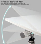 KOUPA Adjustable Height Standing Desk, Writable Tempered Glass Desktop with Eraser, 360° Flip, Wheels – Ideal for Small Spaces and Home Offices, 24 in, White(Adjustable Height: 32-47 in) KOUPA