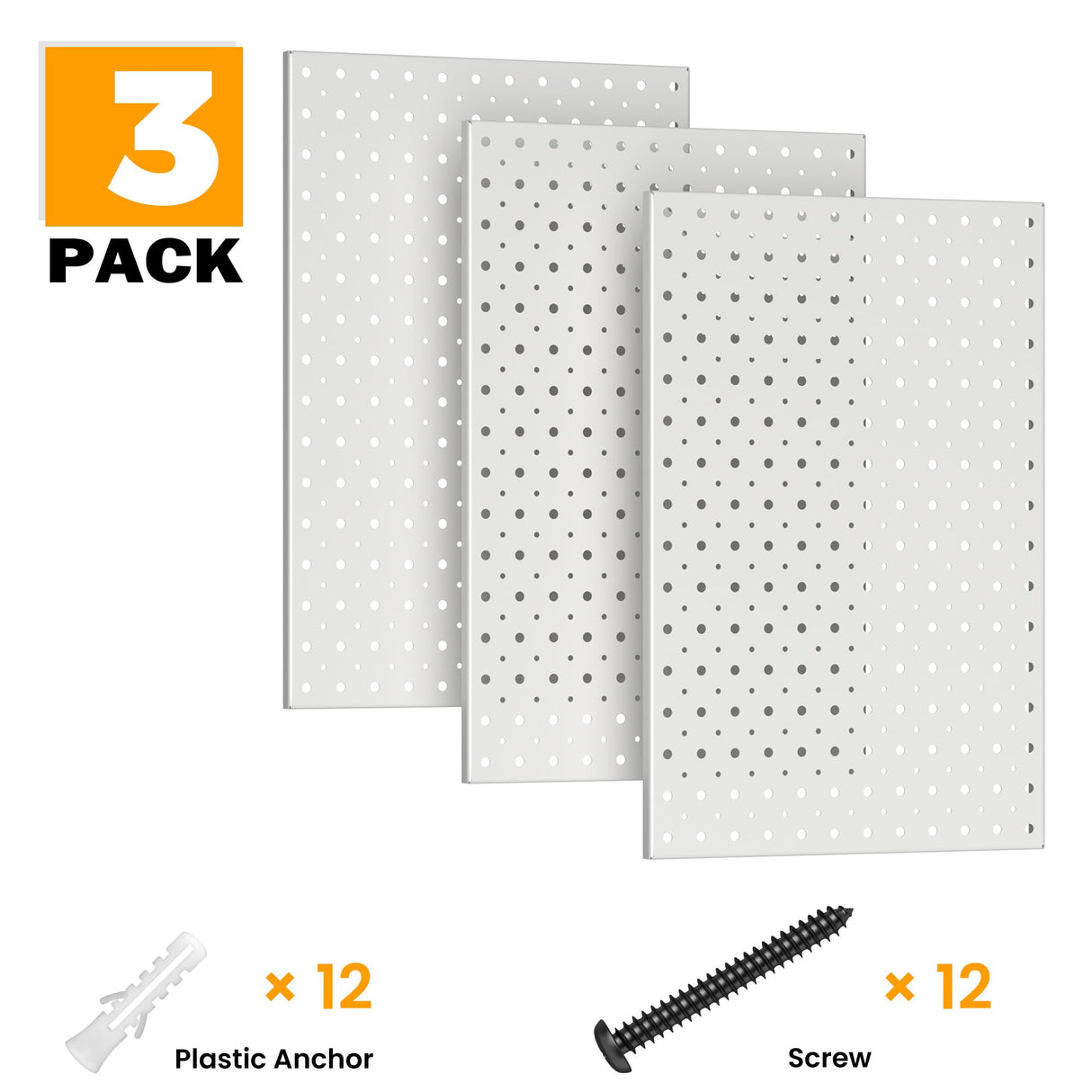 Pegboard Smith Metal Pegboard Panels, 16" x 12" Heavy-Duty Wall Peg Boards for Garage Tool Storage, Pegboard Organizer System (Pack of 3, Gray) Pegboard Smith