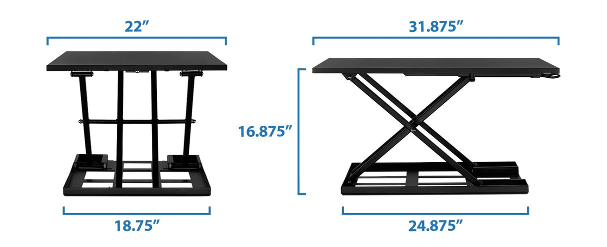 Mount-It! Standing Desk Converter, Height Adjustable Sit Stand Desk, 32x22 Inch Preassembled Stand Up Desk Converter, Ultra Low Profile Design, Black Mount-It!