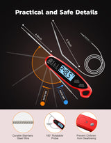 Vuwwey Instant Read Meat Thermometer Digital for Cooking with Dual Probe, Big Backlit & Calibration, Food Thermometer for Oven, Candy, BBQ, Grill, Smoker & Oil Fry, Gifts for Men, Kitchen Essentials Vuwwey