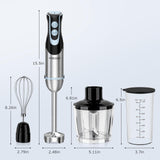 FRESKO Immersion Blender Handheld, 4-in-1 Stainless Steel Hand Stick Blender Electric with 12-Speeds & Turbo Mode, Powerful 500W Emulsion Blender with Beaker, Chopper & Whisk for Smoothies, Soup FRESKO