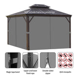 homegroove Gazebo Curtains Outdoor Waterproof 10 * 10ft, Privacy Curtains 4-Panels, Gazebo Replacement Curtain with Zipper for Garden, Patio, Yard (Only Curtains) Gray homegroove