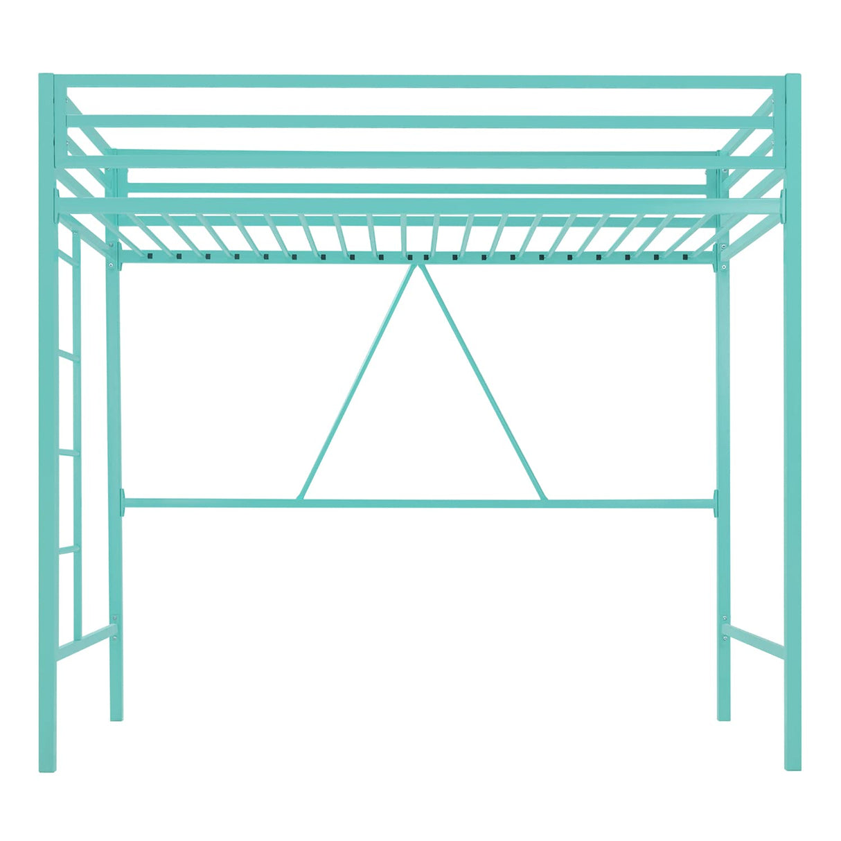 Allewie Metal Loft Bed Twin Size with Guardrail and Ladder, Small Space Saving Design for Bedroom Kid Room and Dorm, No Box Spring Needed, Green Allewie