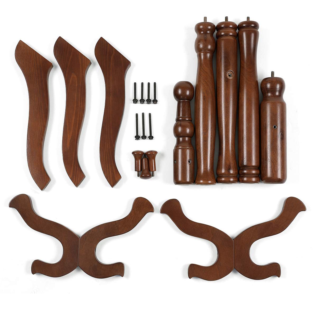 VASAGLE Coat Rack Free Standing with 11 Hooks, Wooden Hall Tree Coat Hat Tree Coat Holder with Solid Rubberwood Base for Coat, Hat, Clothes, Scarves, Handbags, Umbrella, Dark Walnut URCR05WN VASAGLE