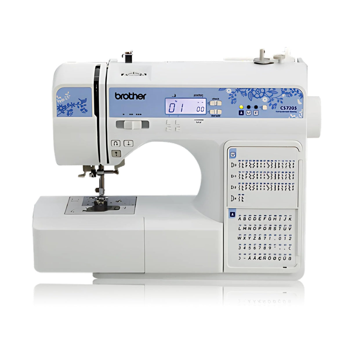 Brother CS7205 Computerized Machine, 150 Built Stitches, 1 Font, Wide Table, 11 Sewing Feet, White Brother