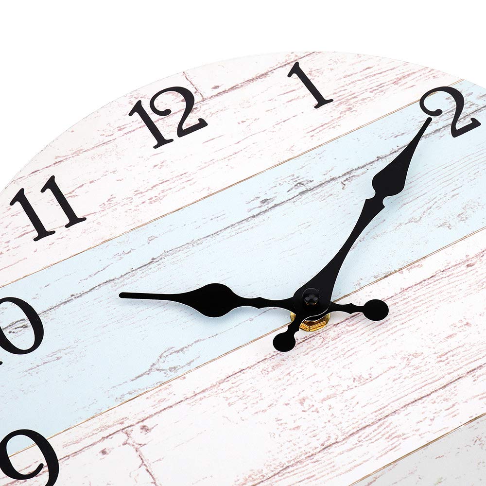 14 Inch Wooden Decorative Round Wall Clock Rustic Country Tuscan Style Wooden Home Decor Round Wall Clock for Living Room Home Pool Patio jomparis