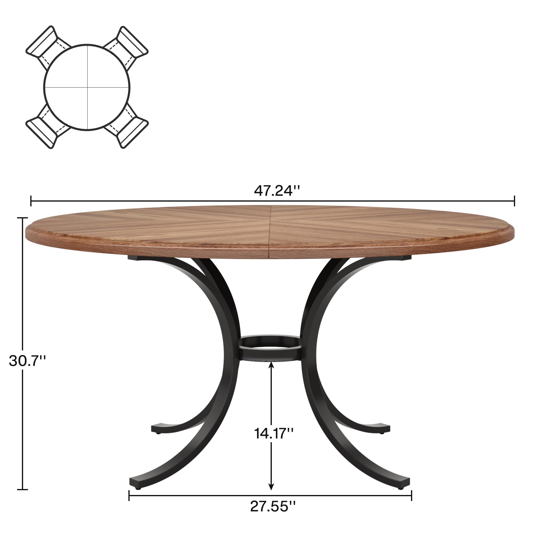 Tribesigns Round Conference Table, 47" Small Meeting Table with Wooden Texture Surface, Circle Business Seminar Table, Breakroom Table, Reception Negotiation for Office (Brown) - WoodArtSupply