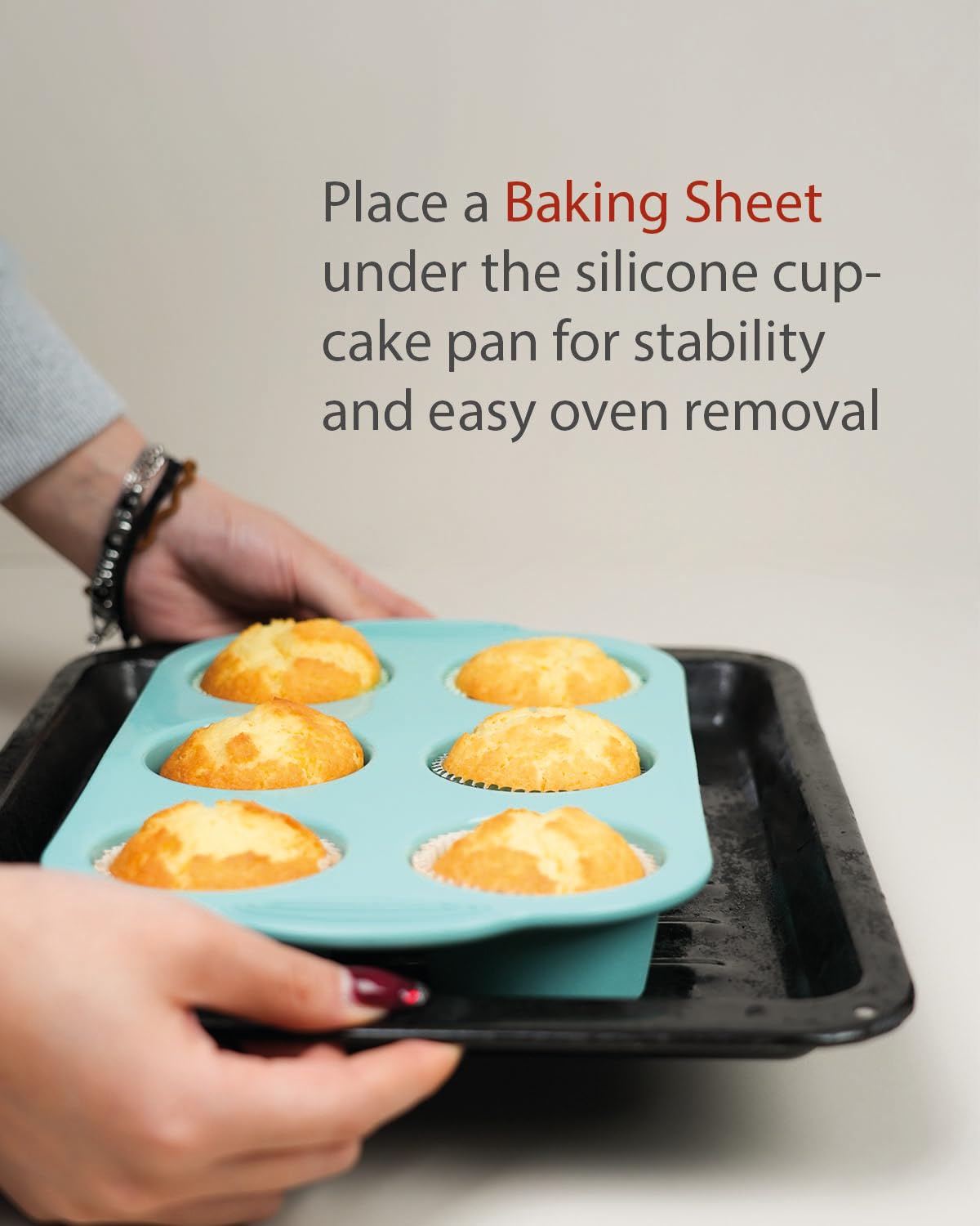 Bake Choice Silicon Muffin Pan-3-pack includes 100 Natural Cupcake Liners, 6-cavity Regular Size, BPA Free, Egg Bite & Muffin Molds for Baking Bake Choice