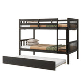 DNChuan Twin Over Twin Bunk Bed with Trundle,Triple Bunk Bed Convertible Into 3 Platform Beds,3-in-1 Beds with Headboard and Footboard,Wooden Frame for Kids Adults-Espresso DNChuan