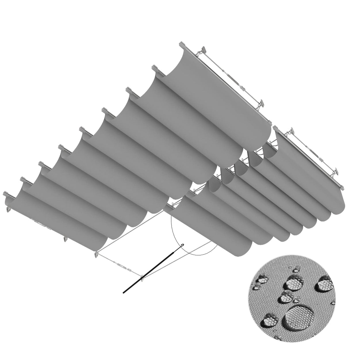 FLORALEAF 4'×16' Pergola Shade Cover Waterproof Retractable Pergola Replacement Canopy Slide Shade Sail with Cable Hardware for Outdoor Patio Porch Garage Deck Backyard Awning FLORALEAF