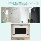 Naomi Home Bliss Modern Freestanding Wall Mounted Entertainment Center Floating TV Wall Panel for 70 inch TVs, Home Theater with LED Strip, Pull-Out Drawers and Overhead Shelf – White, Pine Wood Naomi Home