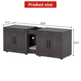 Festisoul Double Compartment Cat Litter Box Enclosure with Hidden Design, Wooden Cat Washroom Furniture for Indoor Cats, Hidden Litter Box Cabinet in Hidden Mountain Walnut Festisoul