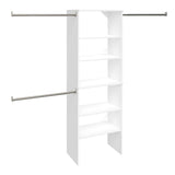 ClosetMaid SuiteSymphony Wood Closet Organizer Starter Kit Tower and 3 Hang Rods, Shelves, Adjustable, Fits Spaces 5 – 10 ft. Wide, Pure White, 25" ClosetMaid