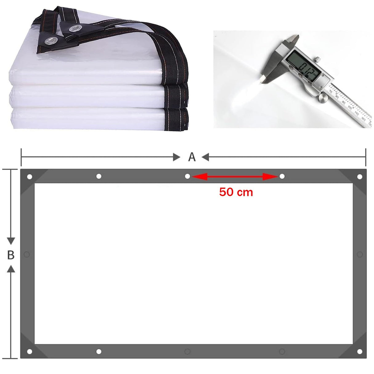 RAUMPA 8x10 ft Clear Plastic Vinyl Tarp with Grommets, Heavy Duty Waterproof Tarps and Sheeting for Chicken Coops, Patios, Greenhouses, Balconies, Gazebos, Porches, and Winter RAUMPA