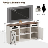 FiveWillowise Tall TV Stand, White Entertainment Center with Storage Cabinets for 65 Inch TV, 60'' Modern Media Console Table with Drawers and Adjustable Shelves, Television Stands for Living Room FiveWillowise