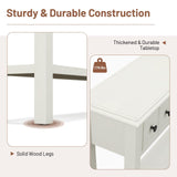 Giantex Narrow Console Table with Storage - 60" Long Sofa Side Table w/ 4 Drawers & Open Shelf, Solid Wood Legs, Rectangular Entry Table, Retro Entryway Table for Living Room Hallway, Foyer (White) Giantex