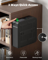 Gun Safe, Slider Biometric Gun Safe for Handgun Mounted Single Bedside Pistol Case with 3 Ways Quick Access Gun Lock Box for Nightstand, Bed, Desk, Wall, Dresser HAWKUNG