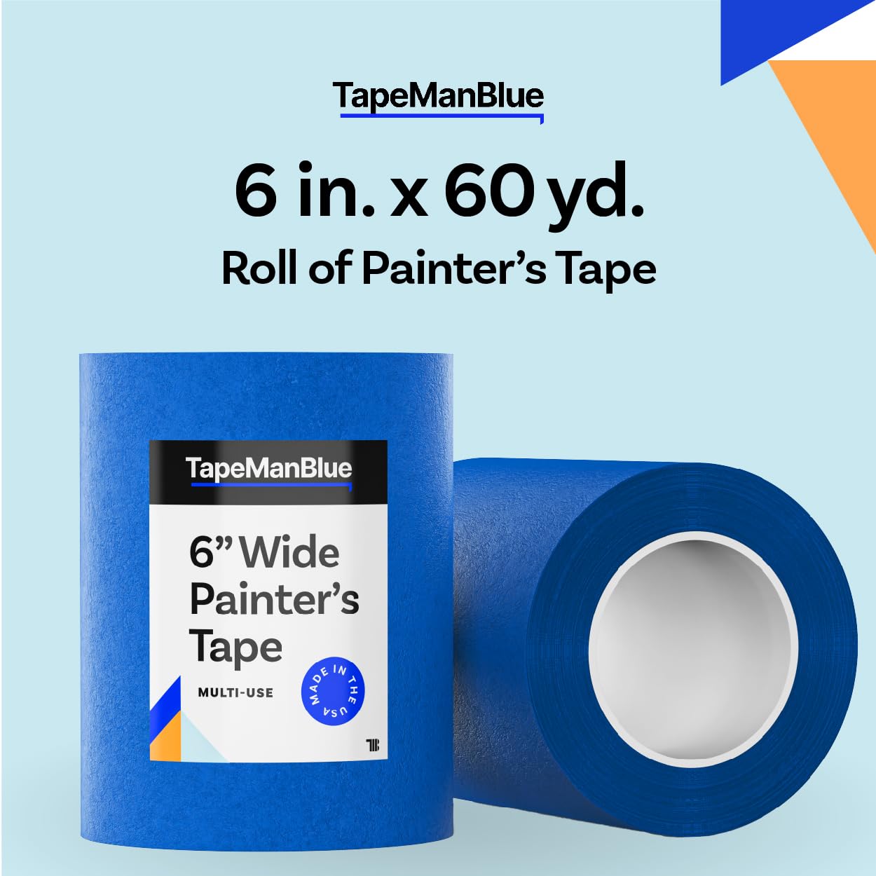 Wide Blue Painters Tape, 6 inch x 60 yds, Made in America, Great Masking Tape for 3D Printing and Laser Cutting, Removes Cleanly for 21 Days - WoodArtSupply