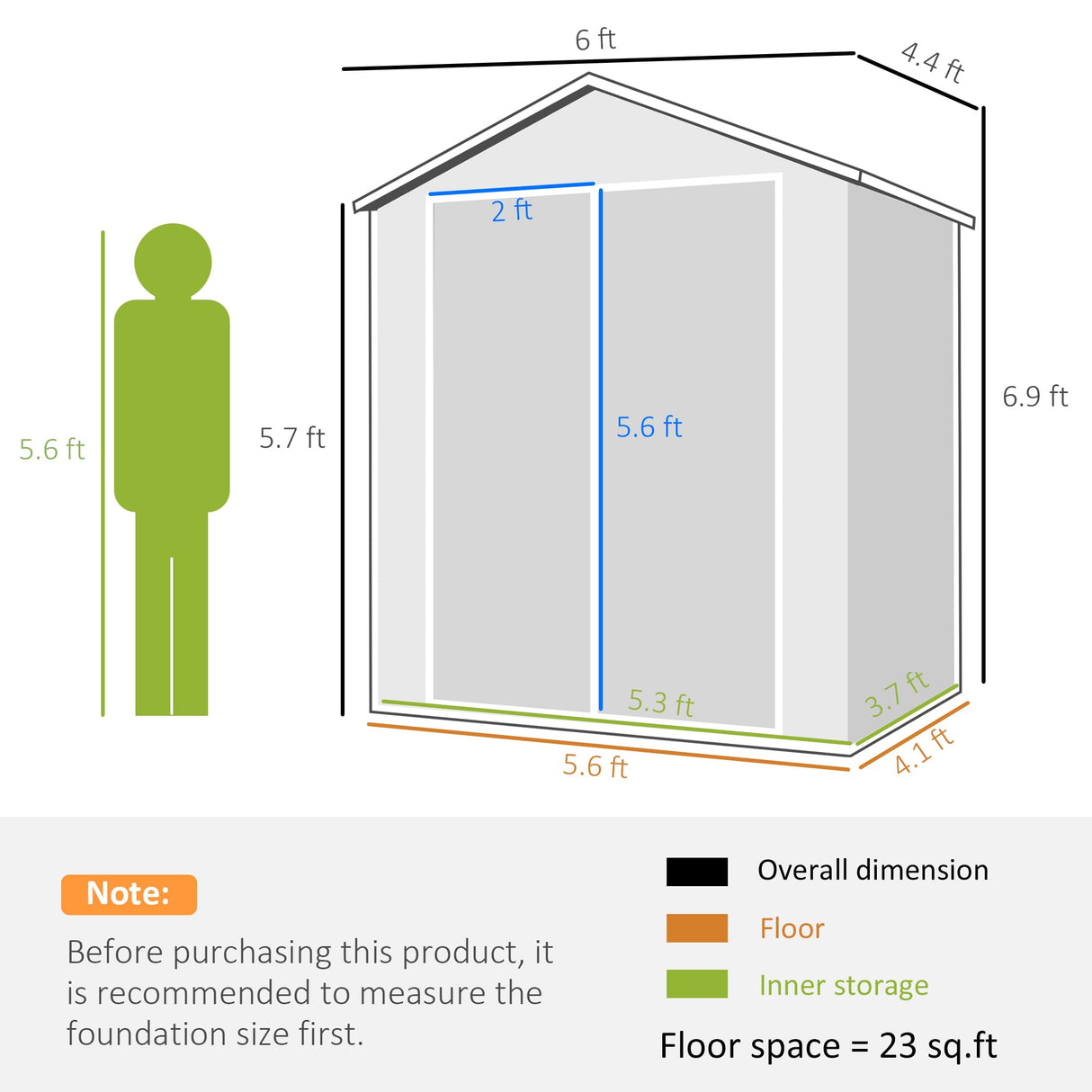 Outsunny 6' x 4.5' Outdoor Storage Shed, Plastic Shed with Vent, Window and Double Lockable Doors, Utility Resin Shed for Patio, Backyard, Lawn, Garage, Gray Outsunny