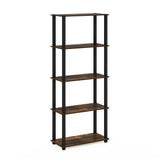 Furinno Turn-S-Tube 5-Tier Multipurpose Shelf Display Rack with Square Tubes, Amber Pine/Black Furinno
