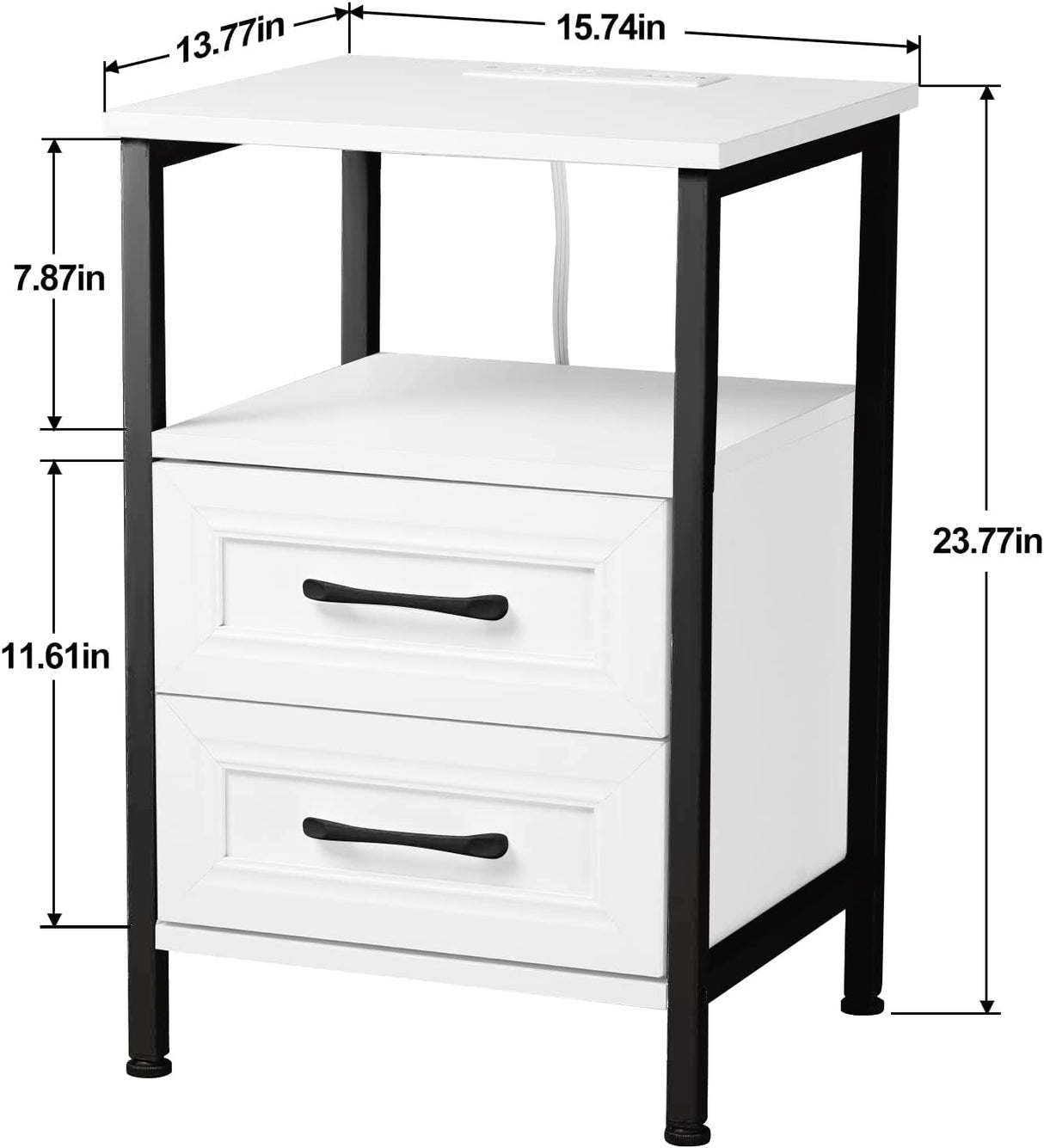 HOSEOKA Night Stand Charging Station and RGB Lights for Night Side Table Nightstand with USB Ports and Outlets White Night Stand Table with Drawers Farmhouse Nightstand for Bedroom HOSEOKA