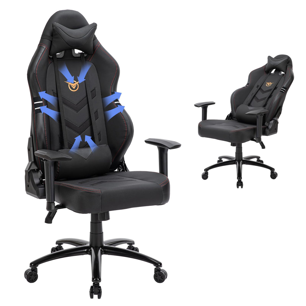 Big and Tall Gaming Chair 350lbs-Racing Style Computer Gamer Chair,Ergonomic Desk Office PC Chair with Wide Seat, Reclining Back, Adjustable Armrest for Adult Teens-Black/Grey COLAMY