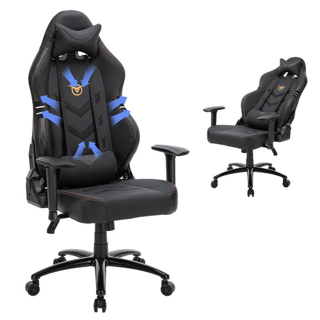 Big and Tall Gaming Chair 350lbs-Racing Style Computer Gamer Chair,Ergonomic Desk Office PC Chair with Wide Seat, Reclining Back, Adjustable Armrest for Adult Teens-Black/Grey COLAMY