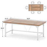 Unikito 70.8 Inch Extra Long Computer Desks, Heavy Duty Large Office Executive Desk, Sturdy 2 Person Desk, Premium Thick Study Writing Table Computer Table for Home Office Workstation, Rustic/White Unikito