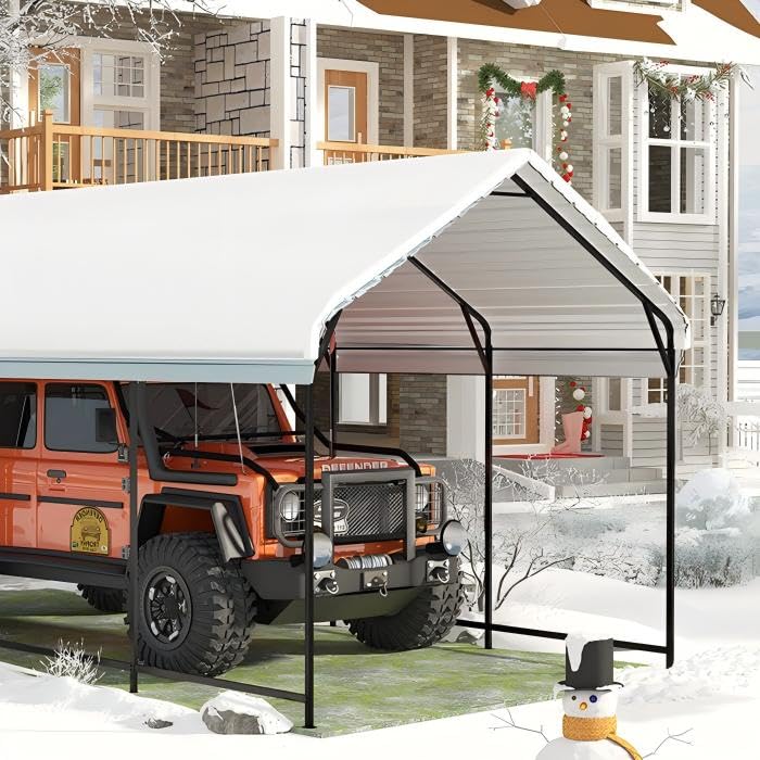 Prime Garden 10'x20'x10' Metal Carport, Heavy Duty Car Port with Enhanced Base Garage, Thickened Outdoor Galvanized Car Shelter for Car, Boats and Truck Prime Garden