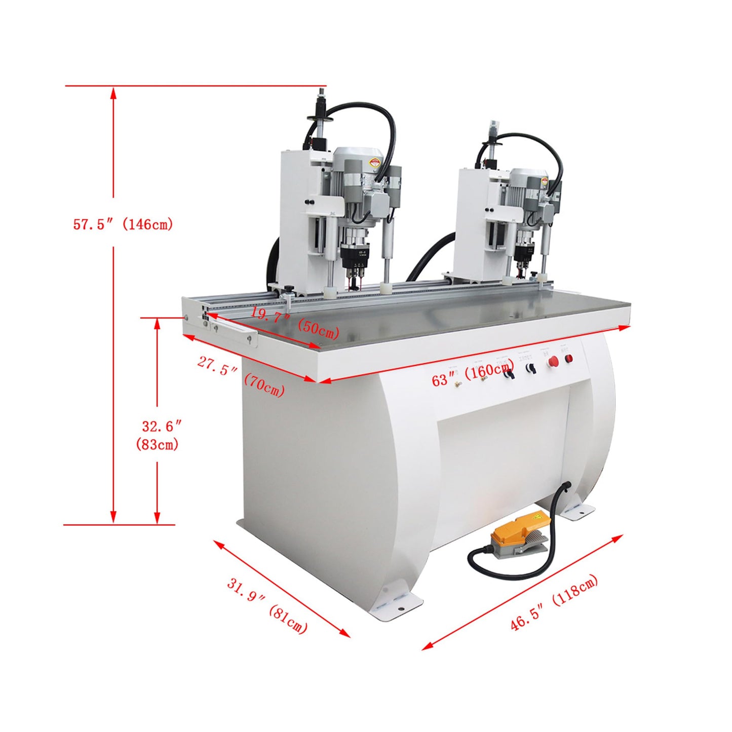 BREVELTION 110V Pneumatic Hinge Machine Woodworking Hinge Drilling Machine for Drilling Processing of Cabinets Wardrobes 48-6 Combined Drill 1.5KW*2 Double Station - WoodArtSupply