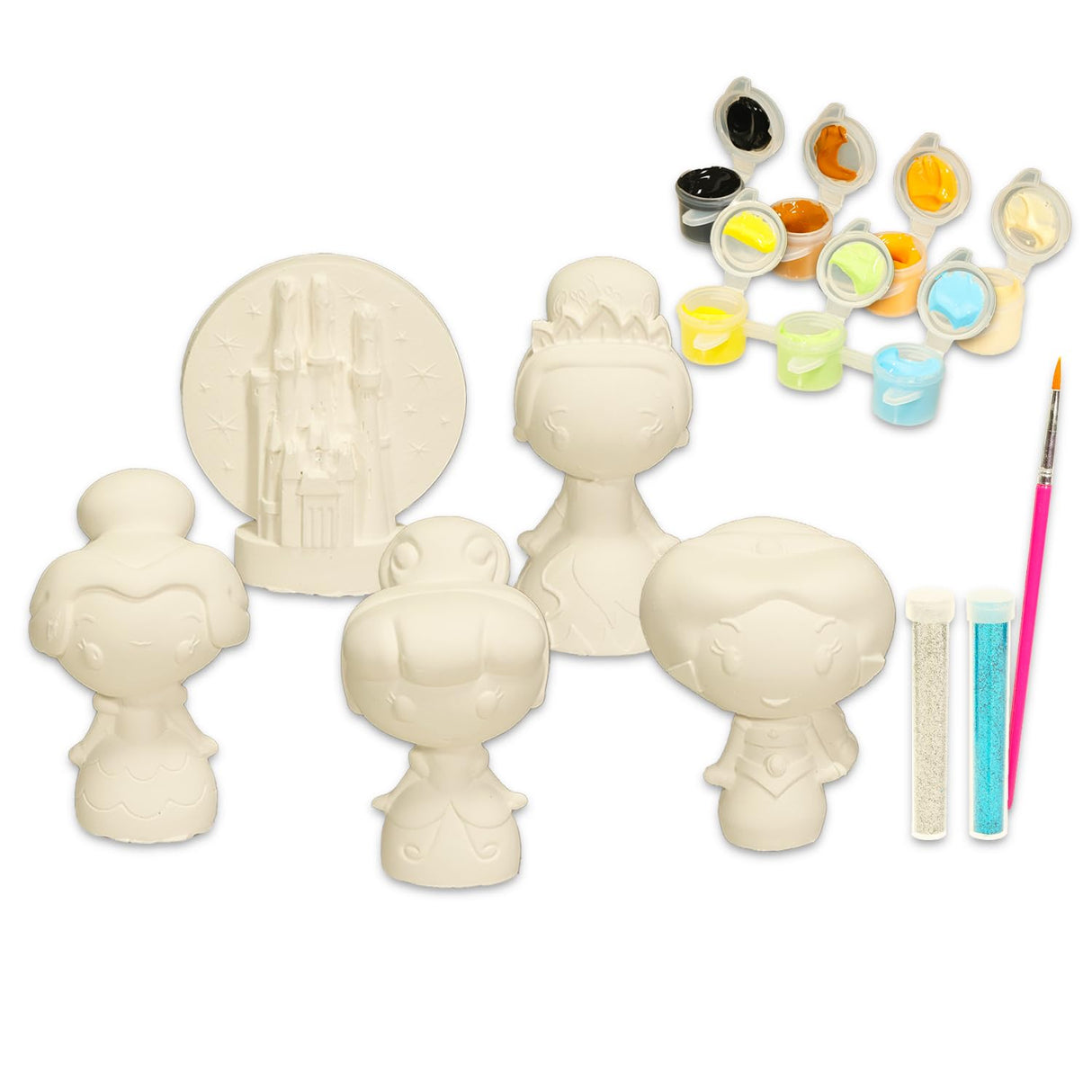 Disney Princess Paint Your Own Figurines Set for Kids - Bundle with DIY Painting Set Featuring Princesses Plus More | Paint Your Own Princess Figures for Girls Disney