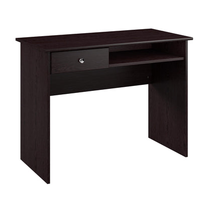 Bush Furniture Cabot Small Writing Desk with Drawer and Shelf, Compact Work Table for Home Office or Living Room, 40W, Espresso Oak - WoodArtSupply