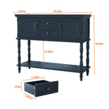 ARTPOWER Console Table with 2 Door, Open Storage Shelf and Retro Entryway Table with 2 Drawers Cabinets, Accent Table, Behind Couch Table for Living Room, Foyer and Hallway, Blue ARTPOWER