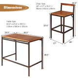 Tangkula 3 Pieces Patio Bar Table Set, Outdoor Rattan Bistro Set with Acacia Wood Top, Wood Table Set with 2 Bar Chairs for Dining Room, Backyard, Patio and Balcony Tangkula