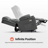 MCombo Large Triple Motor Power Lift Recliner Chair with Massage and Heat for Elderly People, Adjustable Headrest, Infinite Position, USB Ports, Faux Leather 7662 (Dark Grey, Large) MCombo