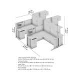 Bush Business Furniture Office in an Hour L Shaped Cubicle Desks with Storage, Drawers, and Organizers | Quad Workstation Set with Privacy Panels for Commercial Workspace, 4 Person, Pure White Bush Business Furniture