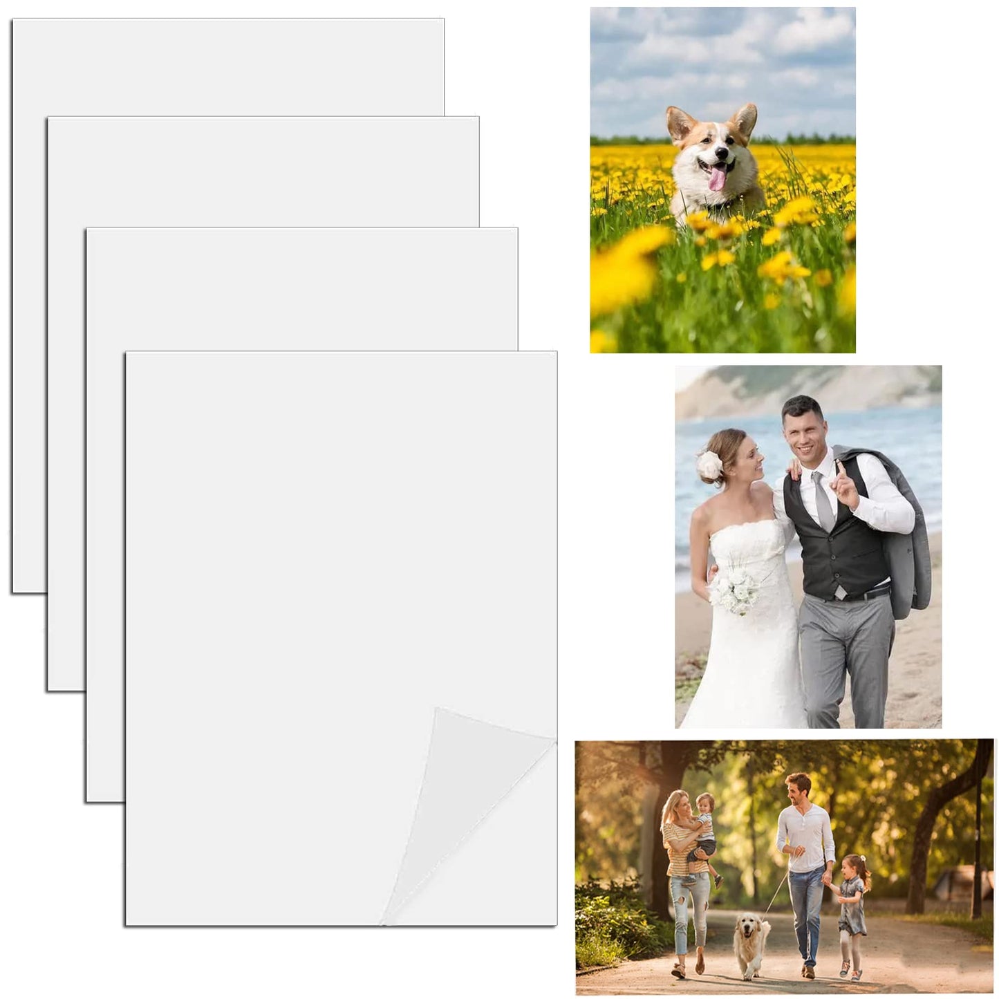 XiyaxiVici 4 Pack Aluminum Sublimation Photo Blanks 12x8 Inch Metal Sublimation Photo Blanks, 0.5mm Thickness Photos Sign Frame Blanks Room Wall Decoration for Heat Transfer Printing White