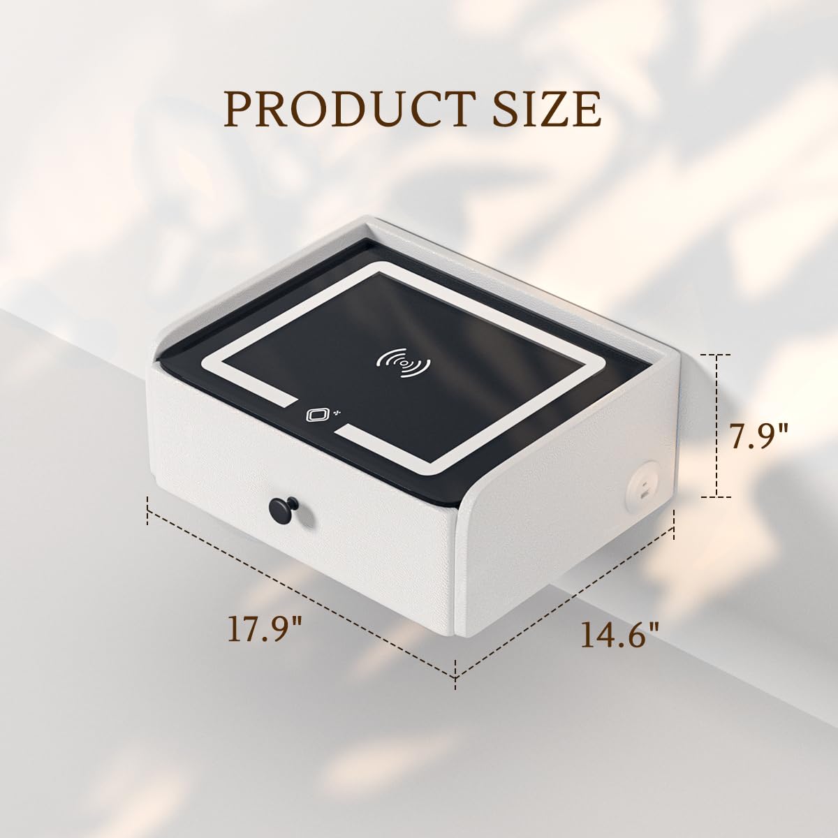 HOMEMORE Floating Nightstand with Charging Station Bedside Table LED Smart Bedside Table Wall Mounted Nightstand White HOMEMORE