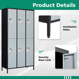 Letaya Metal Lockers for Employees-6 Door Storage Locker with Shelves and Lockable Steel Cabinet for School,Gym,Office,Staff (Black & Gray, 6 Door) Letaya