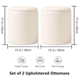 Ottoman Poufs with Storage, Set of 2 Soft Upholstered Vanity Stool,Multifunctional Ottomans Coffee Table Padded Seat Foot Rest for Living（White, Pack of 2） Cmishe