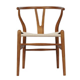 Tomile Set of 2 Wishbone Chair Solid Wood Y Chair Mid-Century Armrest Dining Chair, Hemp Seat (Ash Wood - Walnut) Tomile