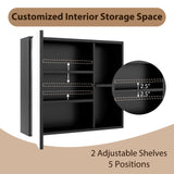 Giantex Medicine Cabinet, Bathroom Wall Cabinet with Mirror Door, 2 Adjustable Shelves, 2 Open Shelves, Vanity Mirrored Cabinet, Over The Toilet Storage Cabinet for Laundry Room Entryway, Black Giantex