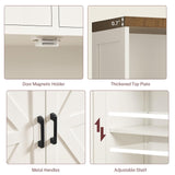 TEENFON Storage Cabinet with Doors & 2 Drawers, Kitchen Cabinet with Adjustable Shelf, Pantry Cabinets, Bathroom Cabinets, for Living Room, Entryway, Home Office, White TEENFON