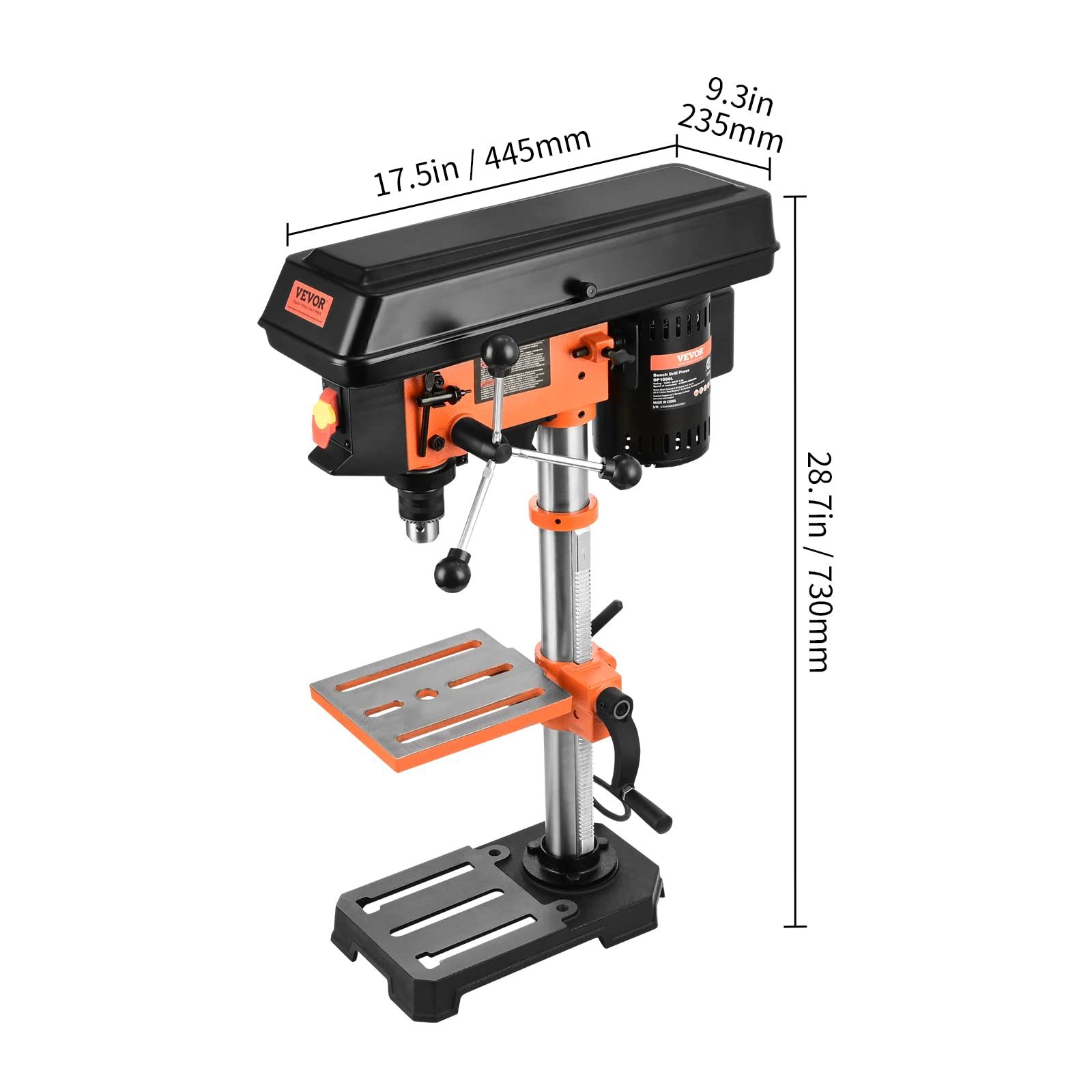 VEVOR 12 in Benchtop Drill Press, 5 Amp 120V, Variable Speed Cast Iron Bench Drill Press, 12 in Swing Distance 0-45° Tiltling Worktable with Laser Work Light, Tabletop Drilling Machine for Wo - WoodArtSupply