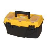 Torin 15.5" Plastic Storage Tool Box with Removable Tray,Small Toolbox Organizer With Screw Box, Black/Yellow ATRJH-3015T Torin