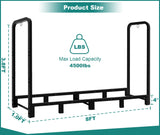 Fandature 8Ft Firewood Rack Adjustable Fireplace Wood Holder For Outdoor Indoor Storage Log-Heavy Duty Fire Log Lumber Stand Stacker, Black Fandature