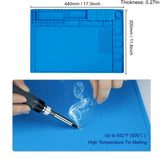 Premium Heat Resistant 932°F Blue Magnetic Repair Work Mat Large Silicone Soldering Mat for Soldering, Electronics, Computer Cellphone Repair, BGA Soldering Gun Iron Workbench Protection HPFIX