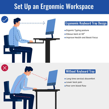 CROWNFURN Electric Standing Desk with Keyboard Tray, Adjustable Height Stand Up Desk for Home Office, 55x24 Inches Sit Stand Desk Computer Workstation, Black Frame & Desktop - WoodArtSupply