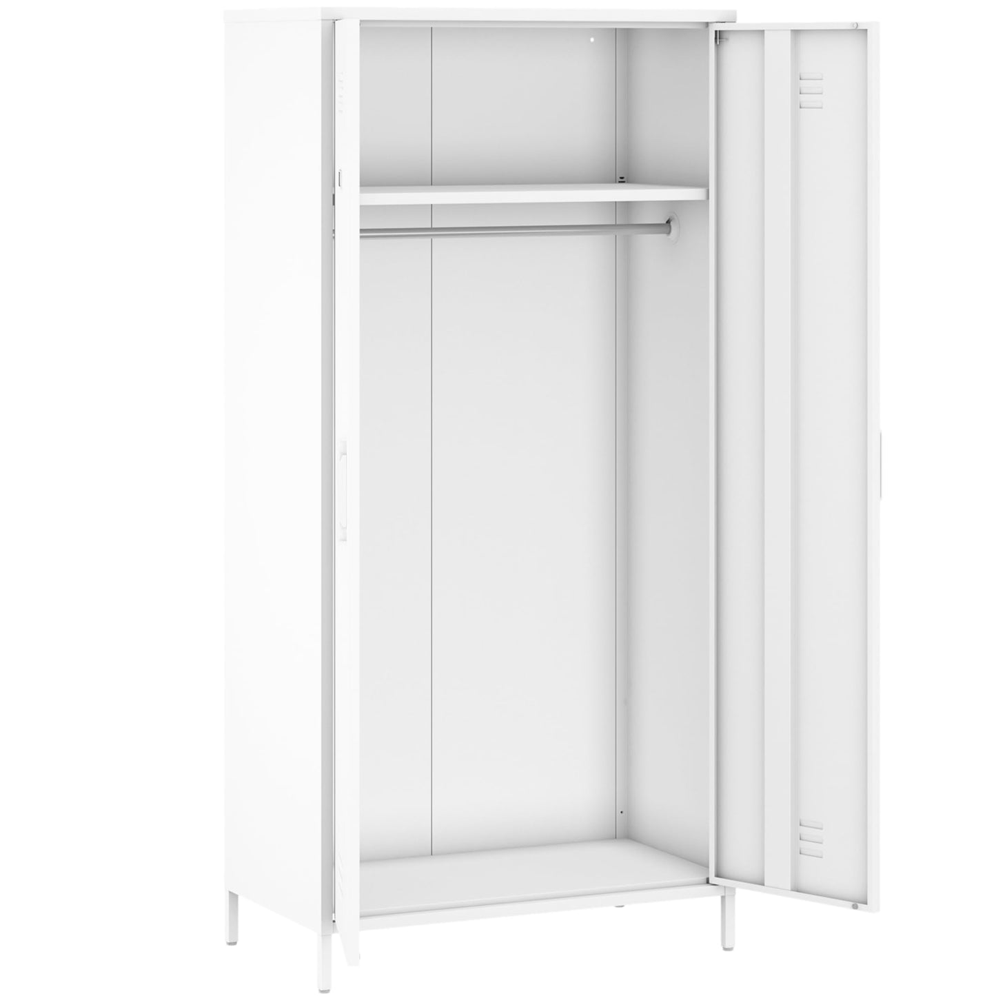 Steehoom Metal Armoire, Wardrobe Closet Cabinet with Hanging Rod and Shelves for Bedroom, Changing Room, Laundry Room, Office (White) - WoodArtSupply