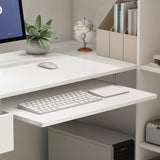 AIEGLE Reception Desk with Hutch, Reception Counter Desk with Lockable Drawers & Shelves, for Salon Recetion Room Retail Counter Checkout Office, White (55.1" W x 43.3" D x 43.3" H) AIEGLE